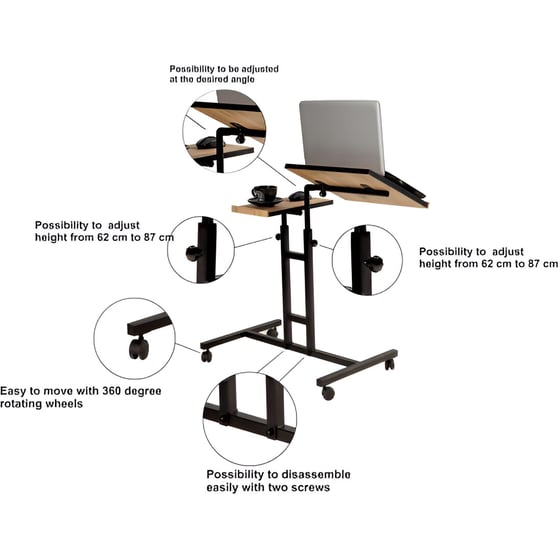 Γραφείο Υπολογιστή 24Mall Diverso από Μοριοσανίδα 67x45.5x87cm - Καφέ/Μαύρο image 4