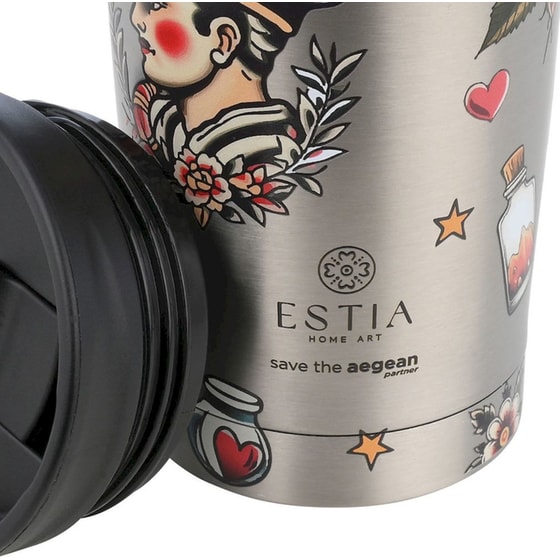 Ποτήρι Θερμός Estia Home Art Travel Mug Save the Aegean Old School Ink 350ml image 2