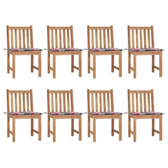 Vidaxl Καρέκλες Κήπου 8 Τεμαχίων Από Μασίφ Ξύλο Teak Με Μαξιλάρια image 1