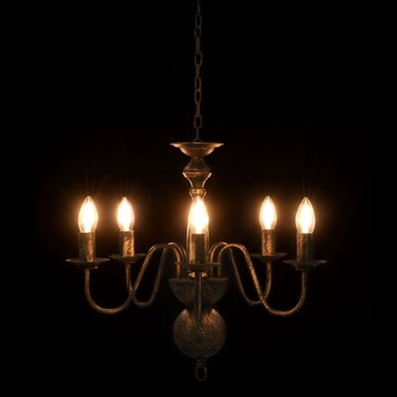 Vidaxl Πολυέλαιος Αντικέ Μαύρος Με 5 Ντουί Ε14 image 2