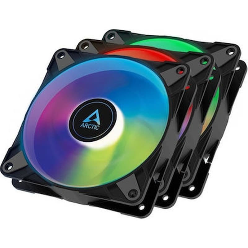 ARCTIC Case Fan Arctic P12 PWM PST A-RGB - 3 Fans, 120mm, Pressure Optimized, PWM Controlled Speed with PST-A - Μαύρο