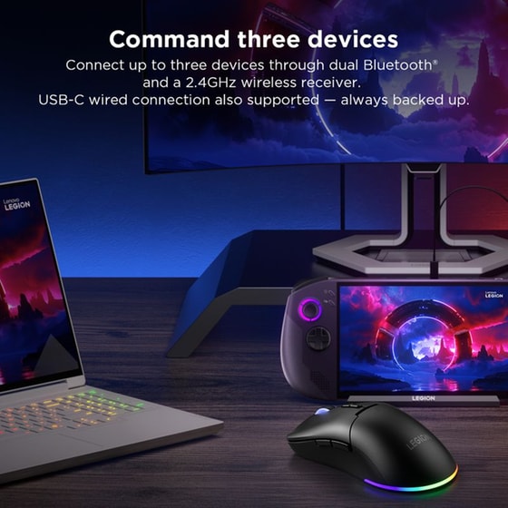 Lenovo Legion M220 Wireless RGB Gaming Ασύρματο Ποντίκι - Nebula Purple image 6