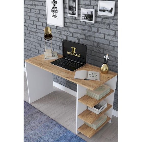 Γραφείο ArteLibre Hadiza από Μοριοσανίδα 120x50x74cm - Λευκό/Δρυς image 1