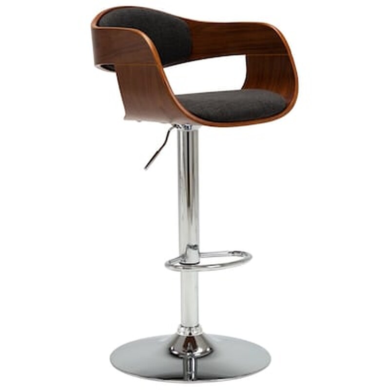 VIDAXL Σκαμπό Μπαρ Vidaxl από Λυγισμένο Ξύλο και Ύφασμα - Γκρι/Καφέ