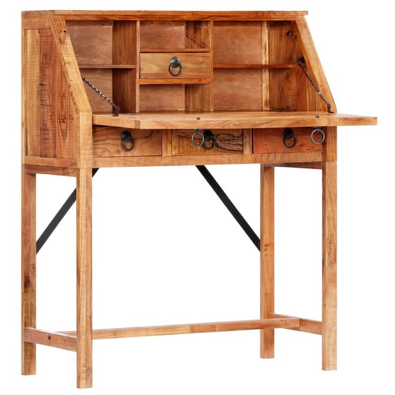 Γραφείο με Συρτάρια VidaXL από Μασίφ Ξύλο Ακακίας 90x40cm - Φυσικό image 2