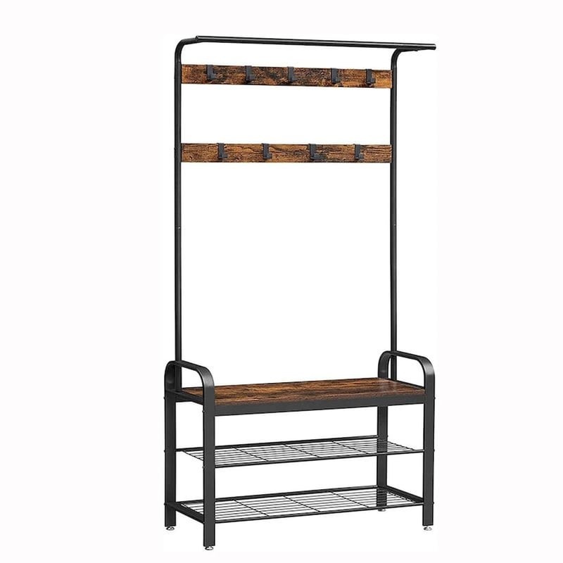 VASAGLE Έπιπλο Εισόδου Vasagle Aπό Μέταλλο Και Μοριοσανίδα 84x33.7x183 cm - Μαύρο Καφέ