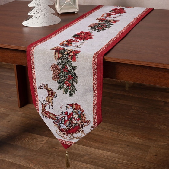 Χριστουγεννιάτικη Τραβέρσα Silk Fashion W355 Υφασμάτινη 35x175 cm - Πολύχρωμη image 0