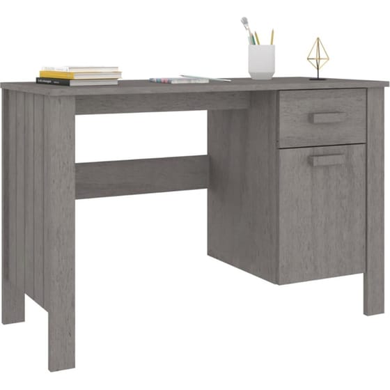 Γραφείο VidaXL Hamar από Μασίφ Ξύλο Πεύκου 113x50x75 cm - Ανοιχτό Γκρι image 3