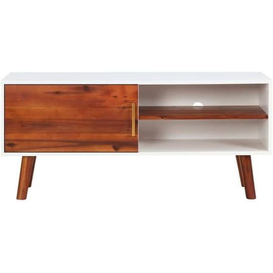 Έπιπλο Τηλεόρασης VidaXL από Ξύλο 110x35x50cm - Καφέ/Λευκό image 2