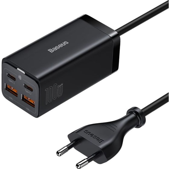 Φορτιστής Πρίζας Baseus GaN3 Pro 2x USB-C/ 2x USB 100W - Μαύρο CCGP000101 image 0