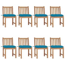 Vidaxl Καρέκλες Κήπου 8 Τεμάχια Από Μασίφ Ξύλο Teak Με Μαξιλάρια