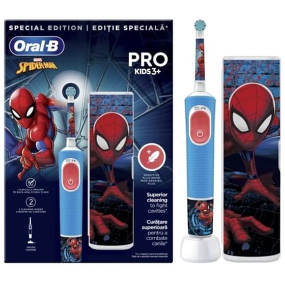 Ηλεκτρική Οδοντόβουρτσα Oral-B Pro Kids Spiderman για Παιδιά 3+ Μπλέ image 0