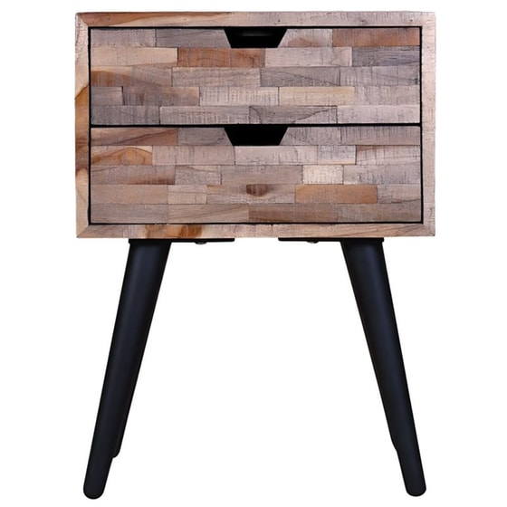Κομοδίνο Vidaxl Από Μασίφ Ανακυκλωμένο Ξύλο Teak 42x31x60 cm - Καφέ image 2