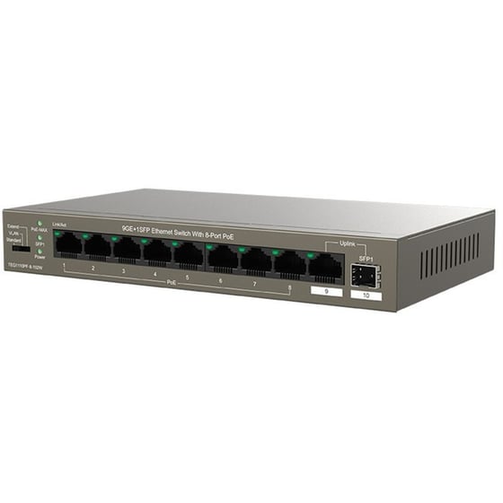 Tenda Network Switch Managed L2 9GE+1SFP Ethernet with 8-Port PoE image 0