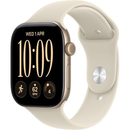 Apple Watch Series 12 GPS + Cellular 46mm Light Gold Aluminium Case with Sand Sport Band - S/M
