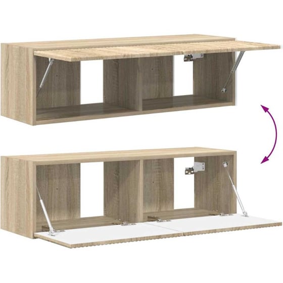 Έπιπλο Τηλεόρασης VidaXL Επιτοίχιο 2 τμχ 196 x 31 x 29,5 cm - Sonoma Δρυς image 8