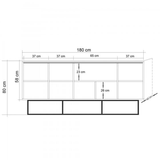 Μπουφές 24Mall Destra Atlantic Pineαπό Μοριοσανίδα/Μέταλλο 180x40x80 cm - Μαύρος/Καφέ image 4