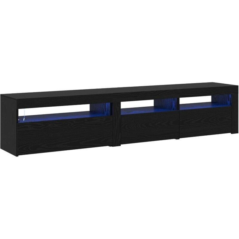 Έπιπλο Τηλεόρασης VidaXL με LED 2 τμχ 195 x 35 x 40 cm - Μαύρη Οξιά