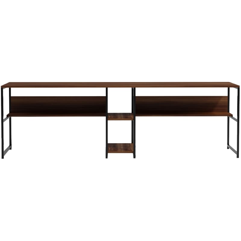 24MALL Γραφείo Βιβλιοθήκη 24Mall Doppio από Μοριοσανίδα 240x60x74 cm - Καφέ/Μαύρο