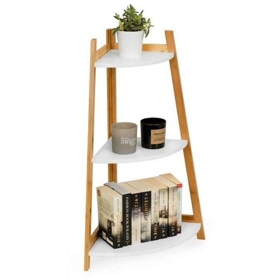 Ραφιέρα Modernhome Rh2006-49 Γωνιακή από Μπαμπού/MDF 56.5x40x84.5 cm - Λευκό/Καφέ image 1