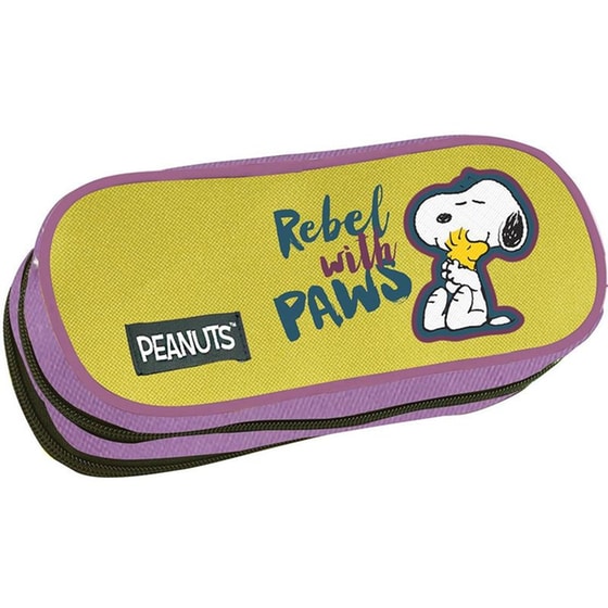 Κασετίνα Οβάλ Back Me Up Peanuts Snoopy Rebel Διπλή image 0