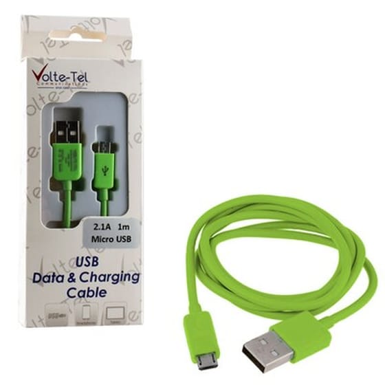 Καλώδιο δεδομένων Volte-tel Vcd01 Micro Usb 2.1A 1m - Green image 0