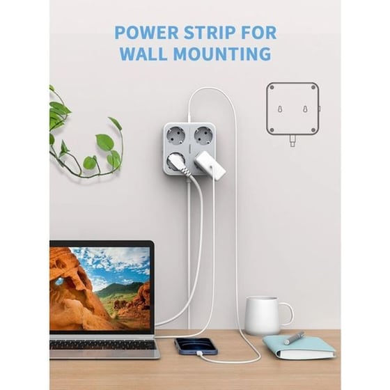 Πολύπριζο TESSAN TS-302-C με θύρες AC, USB-A, USB-C image 1