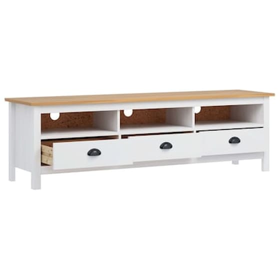 Έπιπλο Τηλεόρασης VidaXL Ξύλο Πεύκου 158x40x47 cm  - Λευκό image 2