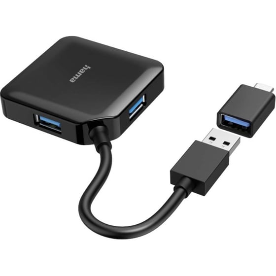USB Hub Hama 00200116 USB 3.2 Gen 1 + USB-C Αντάπτορας - Μαύρο image 0