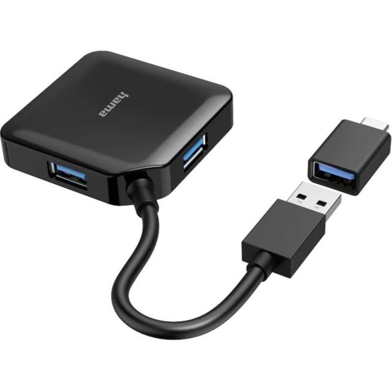 USB Hub Hama 00200116 USB 3.2 Gen 1 + USB-C Αντάπτορας - Μαύρο