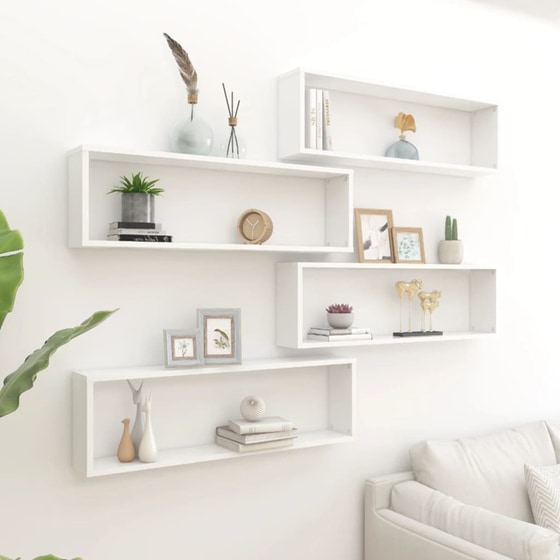 Ράφια Τοίχου VidaXL από Μοριοσανίδα 100x15x30 cm 4 Τμχ - Λευκό image 1