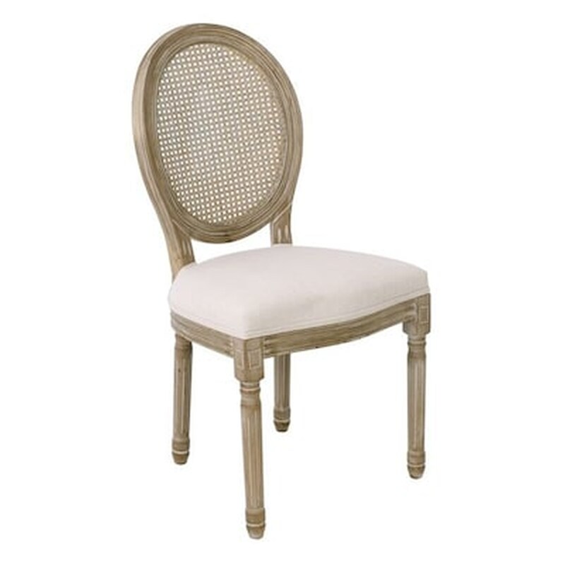 Καρέκλα WDecape Με Ψαθα - Ύφασμα Εκρού - Σετ 2 Τμχ WOODWELL