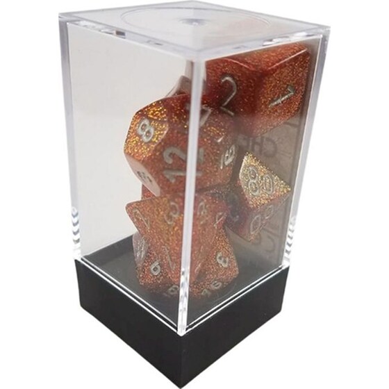 Σετ Ζάρια - 7 Dice Set Glitter Gold With Silver Chessex image 3