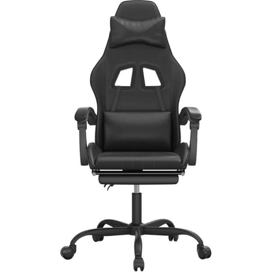 Καρέκλα Gaming VIDAXL 349539 με Υποπόδιο από Τεχνητό Δέρμα - Μαύρη image 2