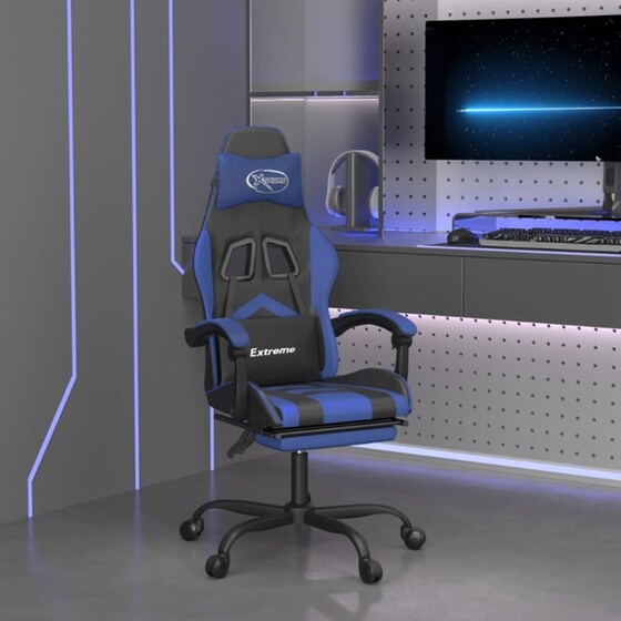 Καρέκλα Gaming VIDAXL 349603 με Υποπόδιο από Τεχνητό Δέρμα - Μπλε image 9