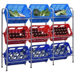 Vidaxl Σταντ Για 9 Τελάρα Αποθήκευσης Ασημί 145x33x116 Εκ. Ατσάλινο