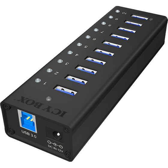 Icy Box IB-AC6110 USB Hub 10-Port USB 3.0 συμβατό με USB-A image 1