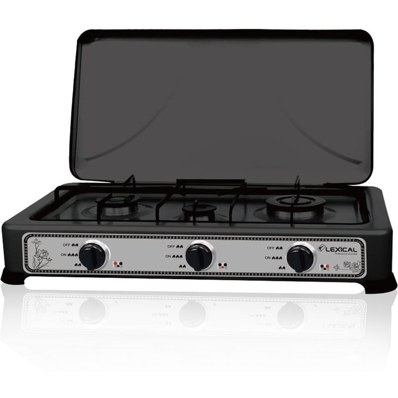 LEXICAL LGS-2813-2 3BUR Επιτραπέζια Εστία Υγραερίου Μαύρο LEXICAL