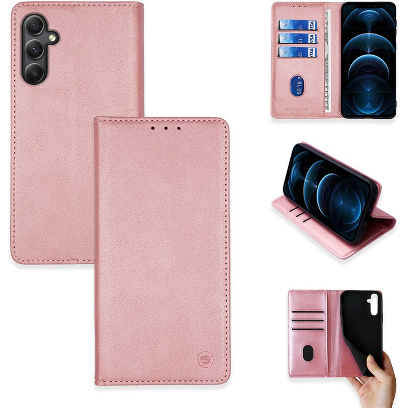 Θήκη Samsung Galaxy A34 5G - Vintage Magnet Book - Ροζ Χρυσό