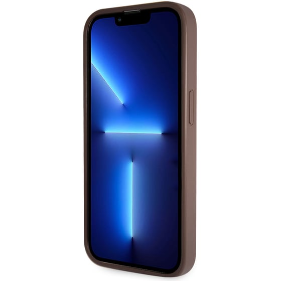 Θήκη Apple iPhone 14 Pro - Guess Triangle Metal Logo Strass Collection Crossbody Case - Καφέ image 3