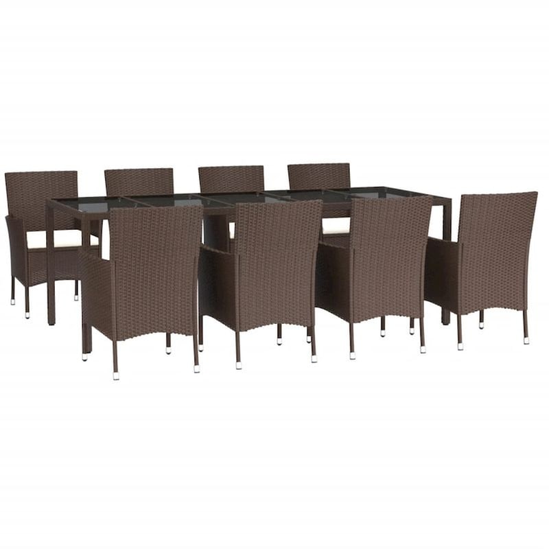 Σετ Τραπεζαρίας VidaXL 9 Τμχ από Συνθετικό Ρατάν - Καφέ