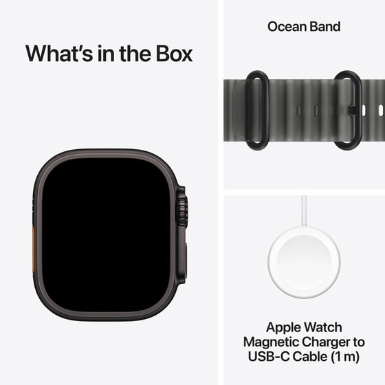 Apple Watch Ultra 4 GPS + Cellular 49mm Black Titanium Case with Translucent Black Ocean Band image 6