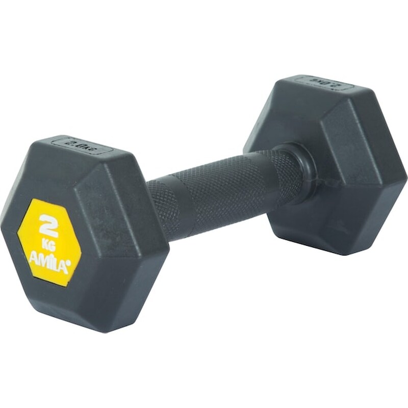 Βαράκι Εξάγωνο 2kg Amila Original Rubber H 90581 από Ατσάλι Q235 - Μαύρο