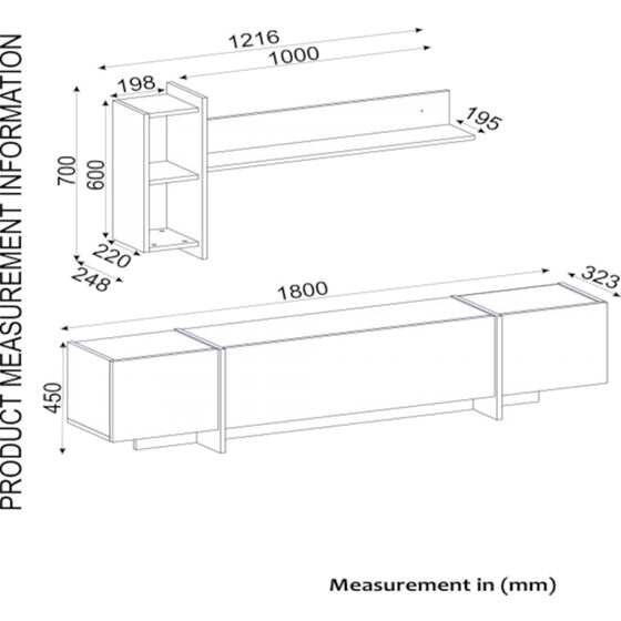 Έπιπλο Τηλεόρασης 24Mall Verona από Μοριοσανίδα 180x32.3x45 cm - Μαύρο/Χρυσό image 6