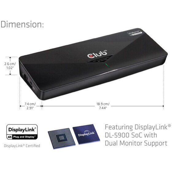 Docking Station Club3D CSV-3103D 9-Port USB 3.2 συμβατό με USB-A image 6
