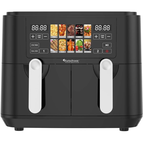 TURBOTRONIC TT-DAF8 2600 W με Αποσπώμενο Κάδο 9 L Μαύρη Διπλή Φριτέζα Αέρος- image 0