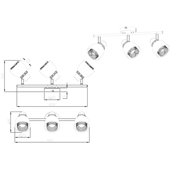 Σποτ Τρίφωτο Reality Lighting Punch Black Mat image 2