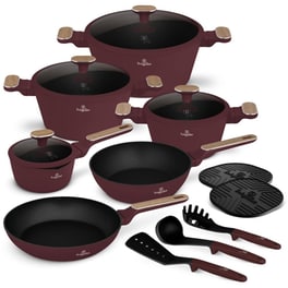 Σετ Μαγειρικά Σκεύη BERLINGER BH-8306 15 τμχ Μπορντό