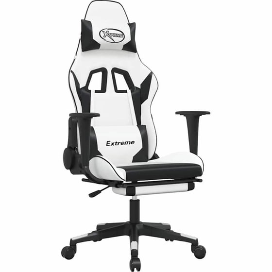 Καρέκλα Gaming VIDAXL 345467 με Υποπόδιο από Τεχνητό Δέρμα - Μαύρο image 0