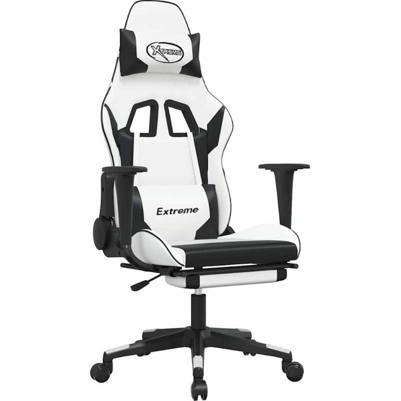 Καρέκλα Gaming VIDAXL 345467 με Υποπόδιο από Τεχνητό Δέρμα - Μαύρο